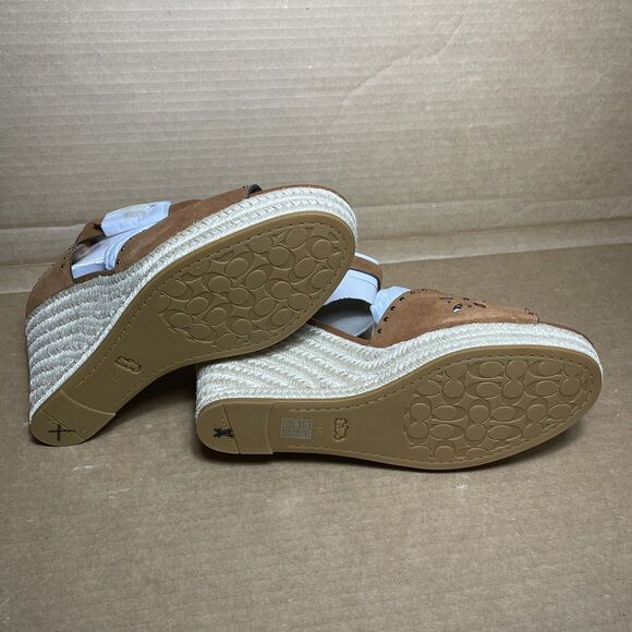Coach Kelsi Brown Studded Strappy Suede Espadrilles Wedges Shoes NEW Size 11 - Picture 6 of 10